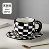 Kubek kubki Zestaw 3 ręcznie malowanego ceramicznego spersonalizowanego szachowniczej puchar