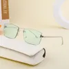 2024 New frameless cut edge for women with diamond inlaid box sunglasses H513-16