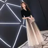 Våren ny sommar Elegant Long Fashion V Neck Banquet Party Host Slimming Evening Dress