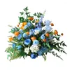 Fleurs décoratives bleu royal blanc pivoine hydrangea artificielle de fleur de fleur table couneur fête de mariage fond de table maîtresse décor rose floral