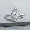 Anéis de casamento Dezo, 2 quilates em forma de pêra, anel de noivado feminino autêntico 925 Sterling Silver Craft Diamond Promise Presente Q240511