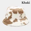 Bérets motifs de vache en peluche chapeau pêcheur d'automne et hiver épaissis pot japonais mode coréen polyvalent mignon