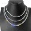Hip Hop 16''-24'' White Gold Plated Necklace With 3Mm 0.1Ct VVS Moissanite Diamond Chain Tennis Fashion Jewelry