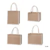 Shopping Bags Jute Tote Burlap Handbag Reusable Beach Grocery Bag With Handle Large Capacity