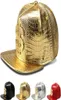 Chapeaux de hip hop cuir de luxe PU Crocodile Grain Ball Cap Snapback Golden Logo DJ Capes de baseball Punk Hiphop Hiphop For Men Women Outd1642031