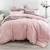 Conjunto de roupas de cama Linen White Quilt Cover Conjunto 4pcs Classical Universal Color Solid Calles Duvet para quatro estações