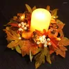 Fleurs décoratives décor de table d'automne mousse artificielle feuilles fausses suspendues couronnes de grâces de grâces jaunes de la citrouille de la feuille de citrouille