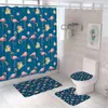 Duschvorhänge rosa Rose Flamingos Vorhang Sets Schmetterling Tropische Blätter Tier Badezimmer Bildschirm Anti-Rutsch Bad Matte Toilettendeckel Deckteppich