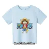 Tシャツ新しいワンピースTシャツキッズファンギフト服の女の子Tシャツ男の子ルフィTシャツ夏半袖カジュアルアニメトップT240509