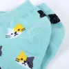 Kindersocken 5 Paar neue Frauen -Baumwoll -Knöchelsocken süße Katze farbige Socken lässige Tiere Obstkuchen Cartoon Mädchen Socken D240513
