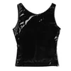 Plus-storlek Mens Glänsande lädertank Top Glossy PVC-läder T-shirts ärmlös Male Wetlook Latex V-hals Formning Vest Sexi 240511