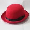 Berets 2024 Wool Bowler Hat Luxury Felt Billycock Hats For Men With Belt Rolled Brim Casquette Men's Cap