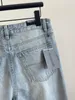 2024 Весенняя осенняя вышивка животных печати на молнии мужские джинсы с разорванными светлыми брюками