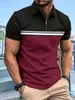 Zomer verkopen heren Zipper polo shirt kraag short sleeveved pullover casual sport solide kleurstand trend t -shirt 240513