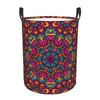 Laundry Bags Folding Basket Tribal Ethnic Mandala Round Storage Bin Large Hamper Collapsible Clothes Toy Bucket Organizer