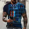 Herr t -skjortor Circuit Board Electronic Chip CPU Graphic for Men Clothing Tee 3D Print Motherboard Mainboard Short Sleeved Tops