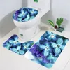 Mattes de bain Cloocl Toilet de toilette Ensemble plantes feuilles fleuris papillon 3D Tapis de sol imprimé tapis de salle de bain douche de salle de bain coussin 40x60cm