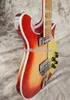 Uppgraderad trapesstycke Tom Petty 660 12 strängar Cherry Sunburst Fire Glo Electric Guitar Gold PickGuard Checkered Body Binding Gloss Lack Red Fingerboard