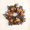 Fleurs décoratives Halloween Party Leaf Simulation Simulation Pumpkin Black Decoration Porte de vacances suspendues