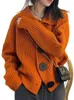 女性のニットキコティモ秋の冬編みカーディガン女性シックな大きなボタンラペルセーターコート2024シンプルなファッションルーズレイジープルトップ