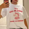 Koszulka damska, nazywają mnie ranczo śmieszne mem t-shirt kobiety urocze cottagecore estetyczne ts tops krótkie hipisowe koszulki vintage ubrania T240510