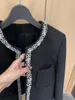 Robes de travail 2024 automne / hiver industrie lourde en diamant tricoté jacquard cou rond manche à manches longues jupe droite