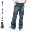Китайская шикарная кожа джинсы для мужчин и женщин вымыли High Street Hiphop Straight Casual Bloys