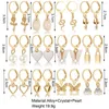 Kolczyki Dangle 12pcs/zestaw geometryczny zestaw dla kobiet miłość Pearl Lock Snake Motyl Grzyb Upuść Akcesoria biżuterii