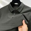 Heren Polos 2024 High-End Brand Men Ice Silk Polo Shirt Summer Fashion Rapel Striped Short Sleeve T-Shirt Business Casual Clothing