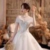 Robe de mariée maîtresse de l'industrie lourde 2024 Nouveau arrière une épaule Bride Bridal's Forest Dream Hepburn Style Starry Sky Jupe