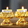 Titulares de vela 1 PC Lâmpada de lótus de cores vivas Decoração da família Temple (Golden)