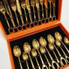 Designer Dinware Sets 24-Peces Knives Forks en lepels sets met logo-zilverachtige en gouden kleuren