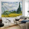 Tapisseries de blé vert peinture à l'huile murale artiste suspendue maison tapisserie pour le salon chambre salle de bain et dortoir