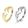 Cluster anneaux promettre deux mains aiment le coeur couple ring pour les femmes romantiques i vous que lettrage à jamais sculpté des bijoux d'amitié uniques