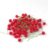 Decorative Flowers 100pcs Berry Christmas Artificial Decoration Simulation Red Ball Ornament Fake Foam Fruit Cherry For DIY Xmas Wreath