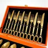 Designer Dinware Sets 24-Peces Knives Forks en lepels sets met logo-zilverachtige en gouden kleuren