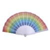 Fällbara färgglada handfans Art Rainbow Held Fan Summer Accessory for Birthday Wedding Decoration Party Favor Gift ZZD8870