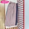 Pantalon large à rayures tricotées violet hommes femmes brodées pantalon papillon rose brun japon harajuku pantalon 240511