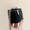 Bolsa de esmalte de bolsa de designer 10A Litchi Bolsa de batom de couro com espelho embutido - bolsas de couro genuíno com autenticidade original da fábrica