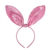 Easter Halloween White Bunny Ears Bunnone Orecchie di coniglio Accessori di costumi di coniglietto pasquale - Piegare la fascia scintillante per bambini e adulti