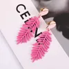 Stud Fashion Soft Color Long Leaf Clip auf Ohrringen ohne Piercing für Frauen Mädchen übertreiben die Reise täglicher Party Schmuck 2023 New J240513