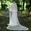 Bijoux de cheveux de mariage V105 Cathédrale Longue mariée Veil Veil Lace Lace Edge Appliques Bridal Veils avec Blusher 2 Tiers Accessoires de robe de mariée pour la mariée