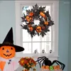 Kwiaty dekoracyjne Halloween Dyniowe Wreath Straszne jesienne drzwi w stylu dyniowym werandy dekoracje domowe dekoracje domu