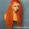 Duże koronkowe europejskie i amerykańskie perukę afrykańskie długie kręcone włosy pomarańczowy czarny czarny niebieski damski odporny na matowe matowe włosy chemiczne włosy przednie koronkowe perukę