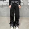 Pantalon masculin Incerun 2024 Corée de style coréen pantalon pour hommes Patchwork Cross Design Long Casual Streetwear Couleur contrastée Pantalons S-5XL