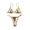 Swimons de maillots de bain pour femmes Triangle Bikini ensembles Bra Gold Bra Two Piece Sexy Swimsuit String Tie Côlement de baignade latérale