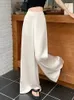 Kvinnor Pants Capris Classic White Dress Pants Woman 2024 Summer High midja Ice Silk Pants raka breda benbyxor baggy byxor-kjol för kvinnor Y240509