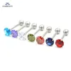 StarBeauty 1PC 16x16mm HARCHEL 7 mm Top Round Tongue Piercing Langue Zircon incrusté Anneaux en acier inoxydable Bijoux de corps 240429