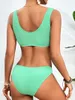 Dameszwemkleding geribbeld Cross Bikini 2024 Solid sportief zwempak Women Gevotte vrouwelijke zwembaden Baden Zwemzwempak Strandkleding