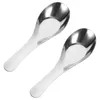 Spoons 2 Pcs Tablespoon Flat Soup Stainless Steel Restaurant Flatware Eating Dinnerware Fried Rice Meal Multipurpose